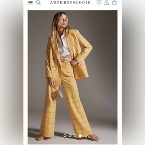 Anthropologie Maeve yellow checkered blazer